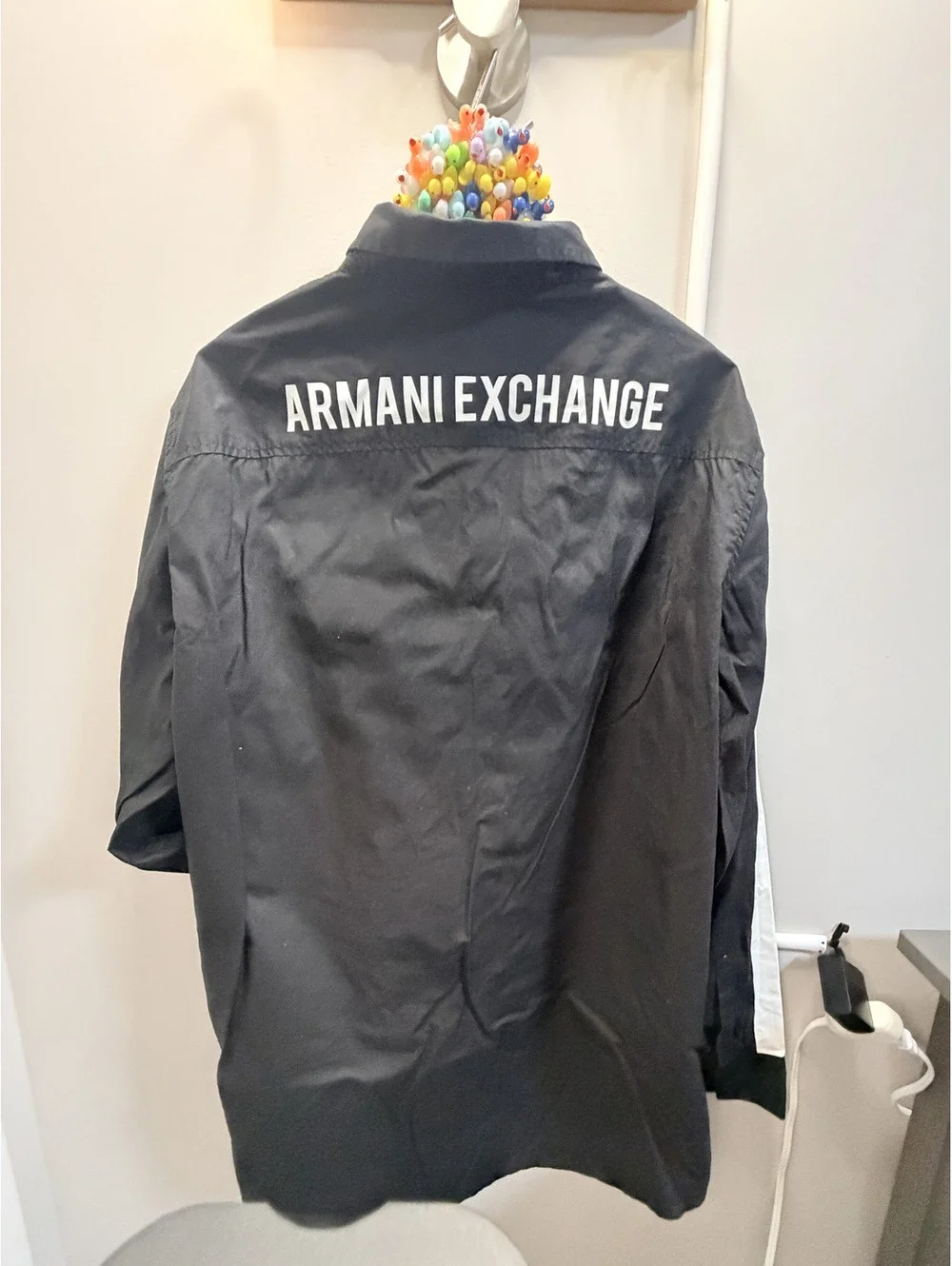 Armani Exchange Black and White Long Sleeve Shirt with 1991 Print - Picture 7 of 9